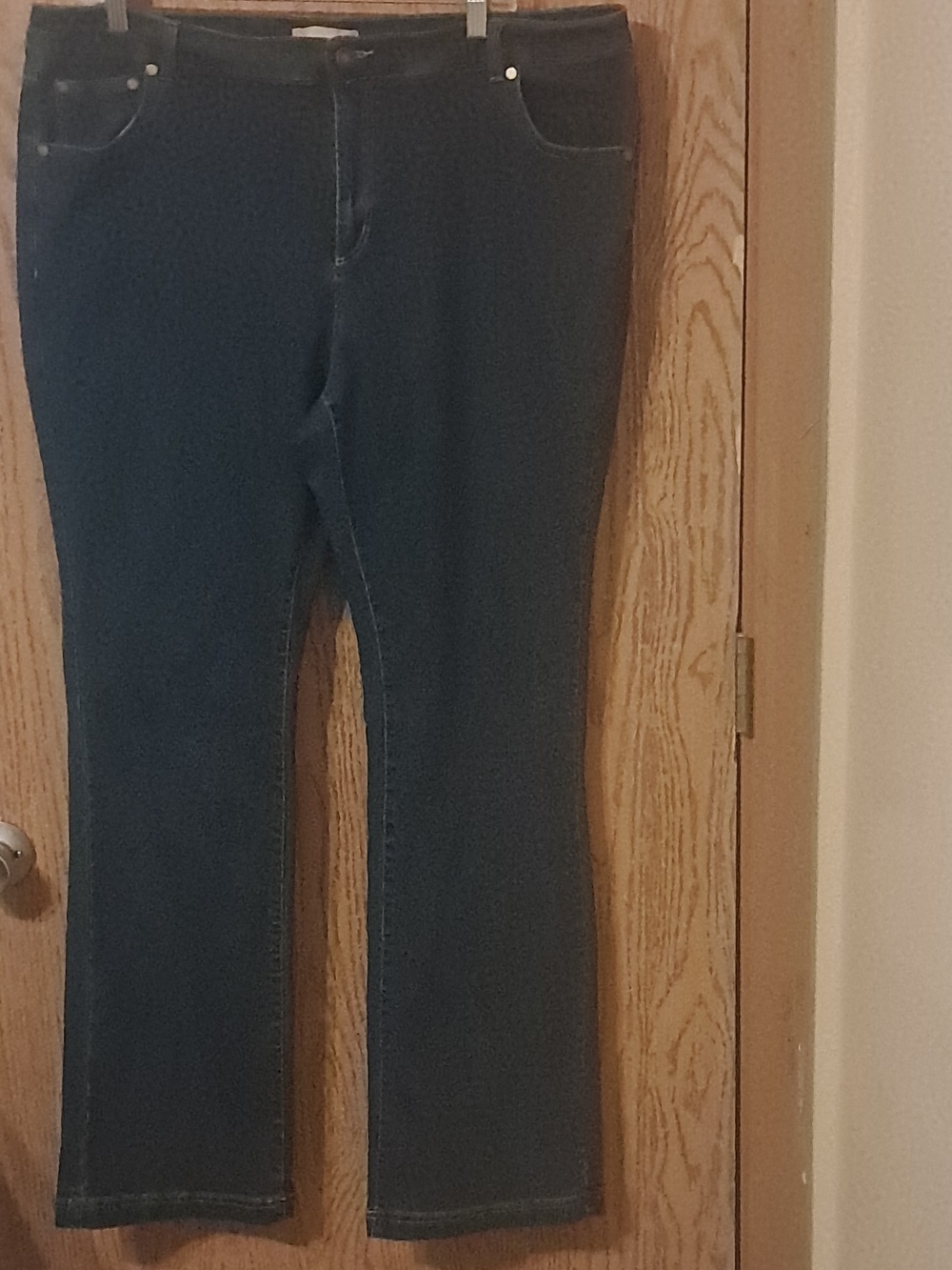 Woman Within Dark Blue Stretch Bootcut Jeans 18W